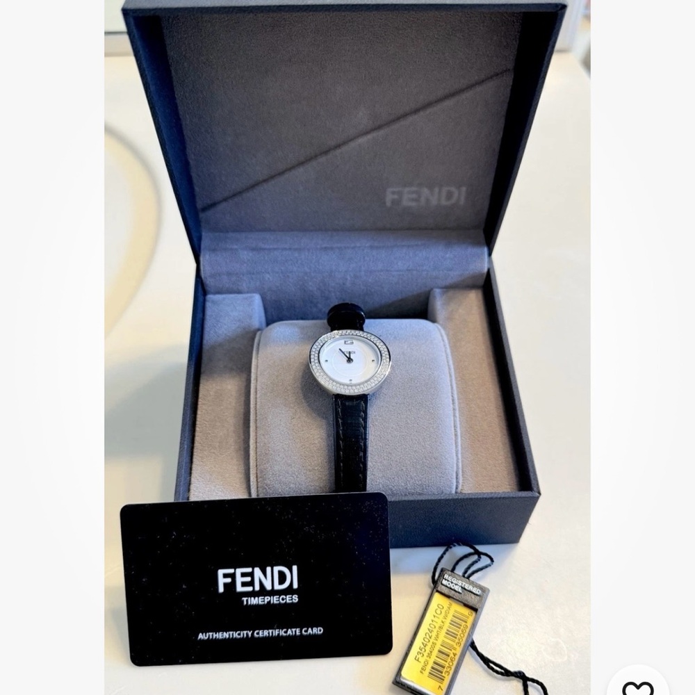 FENDI Ladies Watch Diamond Bezel VVS 108 Stones Top Wesselton Black Leather NEW